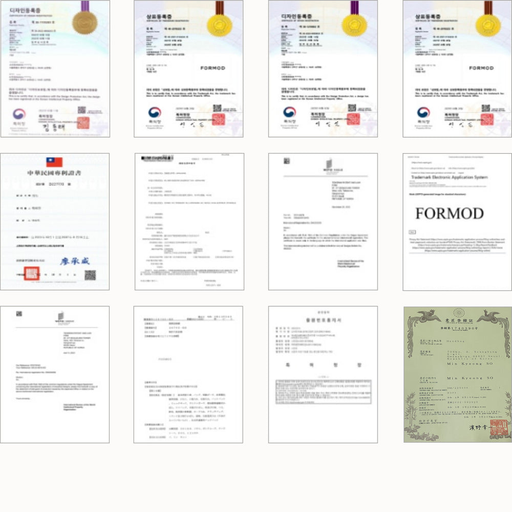 FORMOD original design and patent registration documents